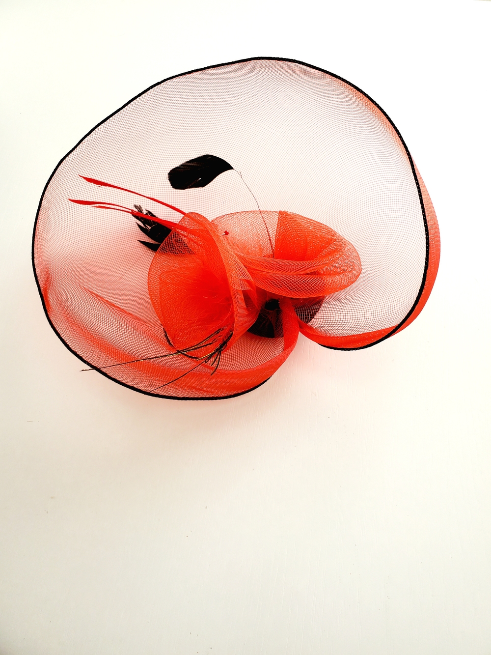 Elegant Red Feathered Fascinator Hat for Women